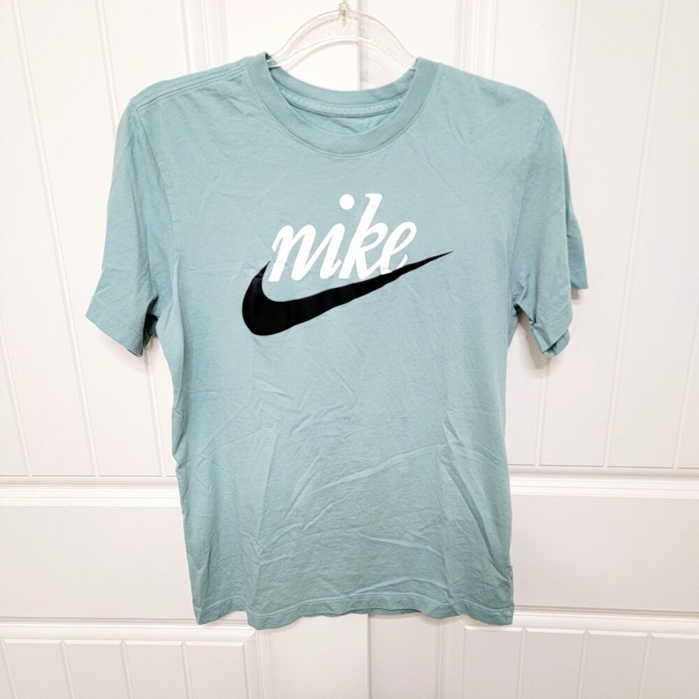 Nike Mens Size Small Futura 2 Tee Logo Graphic T-Shirt Light Green EUC